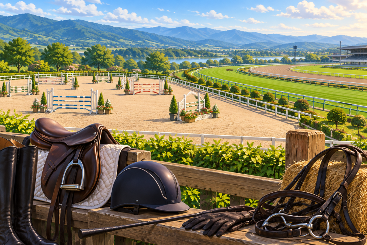 乗馬と競馬の違いを表す二つの馬場のイメージ