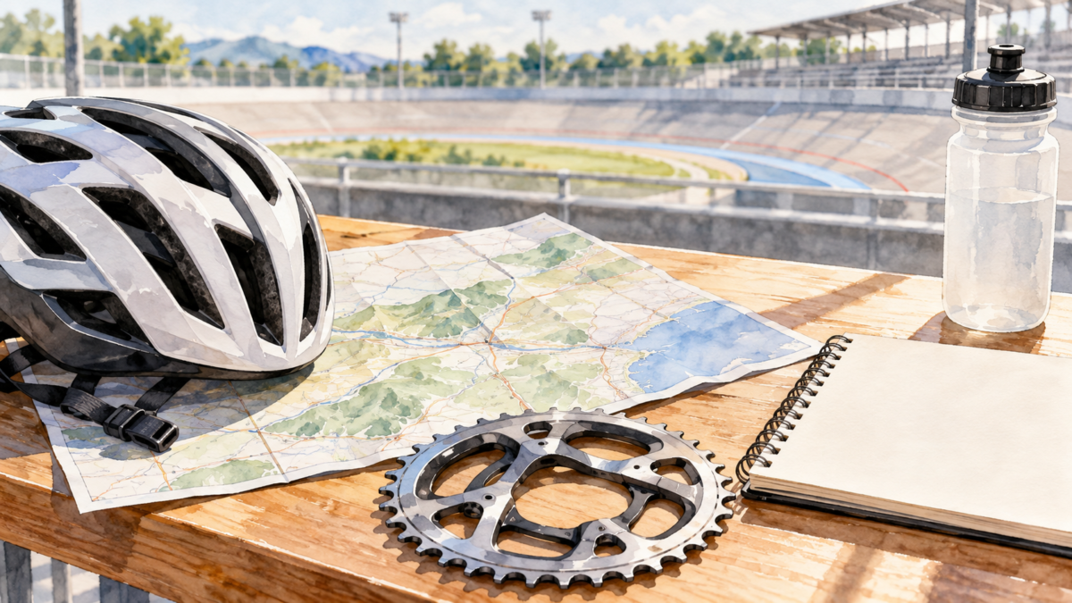 自転車漫画の疑問を調べるヘルメットと地図
